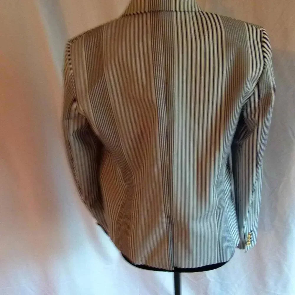 NWOT Michael Kors Navy white Striped double breasted blazer 12